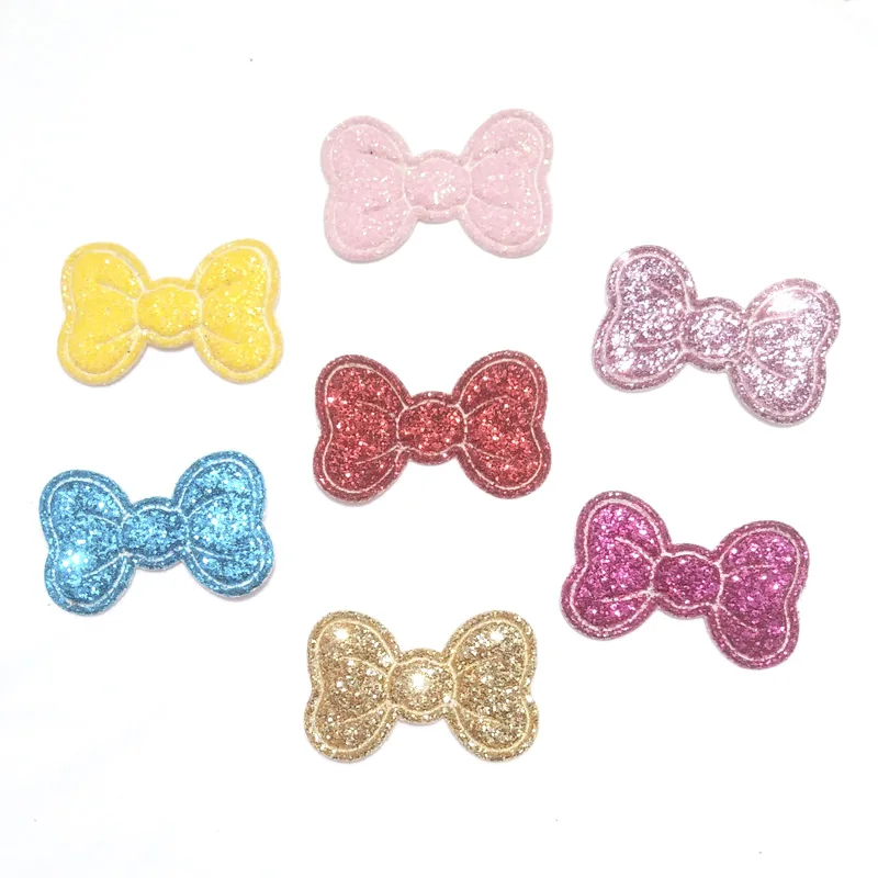 100Pcs Glitter Bows Patches Multicolor Handmade Bowknot Appliques for Kids Card Making Scrapbooks Decoration Accessories