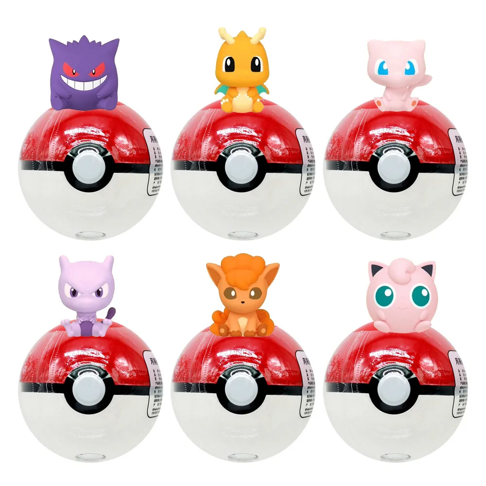 Pokemon Blind Box Toy Mini Figures with Pokeball Collect Gengar Dragonite Mewtwo Vulpix Jigglypuff Mew Pocket Monster Gifts