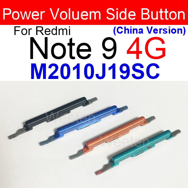 Power & Volume Side Button For Xiaomi Redmi Note 9 4G 5G Note 9S 9 Pro Note 9T Volume Power On Off Side keypads Replacement Part