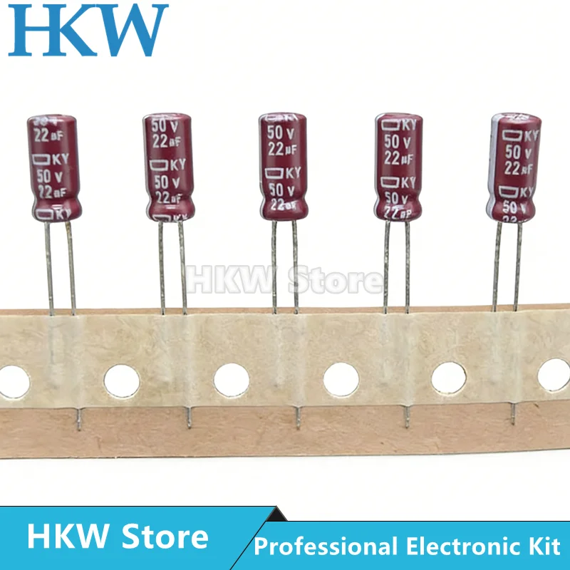 10-100pcs 10UF 50V 22UF 50V NIPPON NCC KY Series 5x11mm Low Impedance 50V10UF 50V22UF Aluminum Electrolytic Capacitor 22UF50V