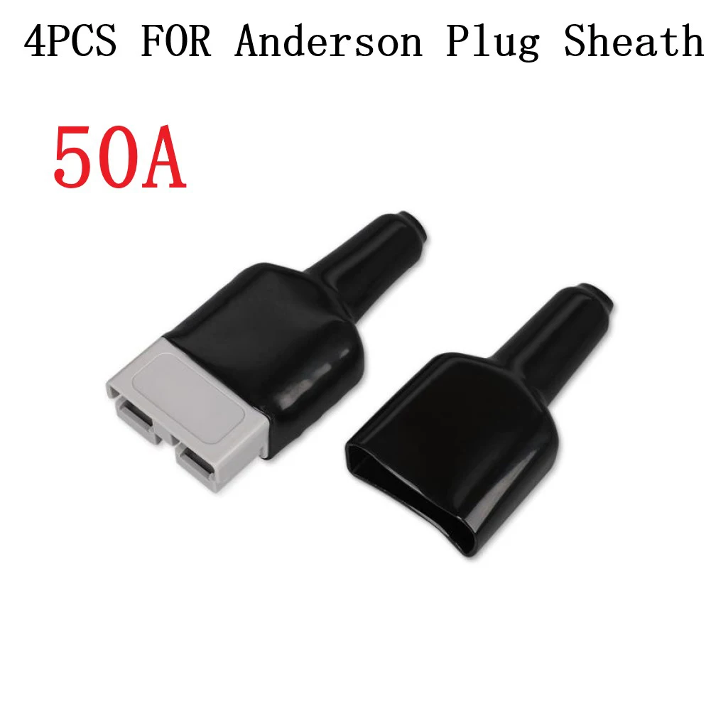 4Pcs/set Plug Cover Waterproof 50A For Anderson Plug Connector Dustproof Cable Jacket Black For Caravan Solar Panel Hand Tool