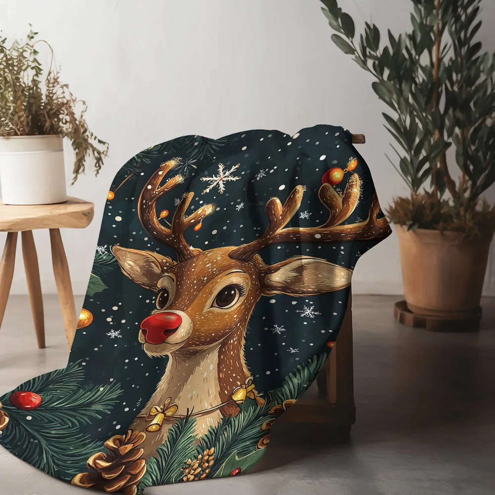 

unframed Tuniu Cute Christmas Reindeer Throw Blanket for Sofa Bed Bedroom Decoration Gift