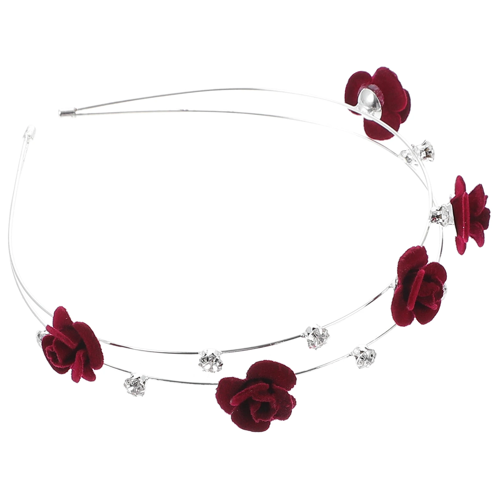 

Stylish Double Layer Metal Headband Rhinestone Inlaid Flower Hair Decoration For Girls Exquisite Female Headdress Durable
