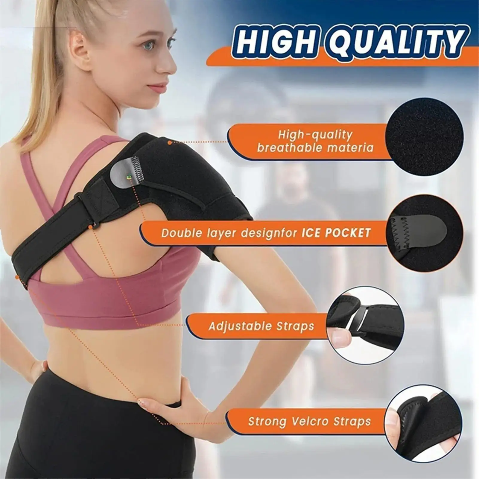 Compression Shoulder Brace Adjustable Right and Left Shoulder Support Bandage Protecting Shoulder Joint Pain Immobiliser