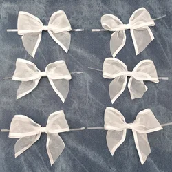 (30 Pcs/pack)11cm White Wide-brimmed Organza Bow Girls Hair Clips Making Holiday Decorating Gift Boxes DIY Home Decoration