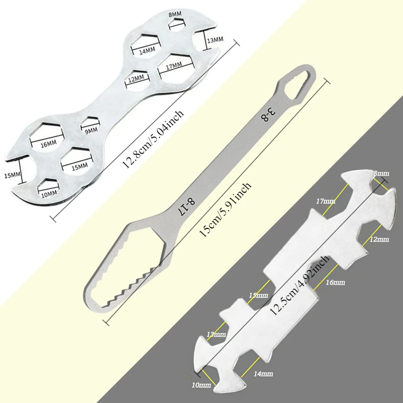 3pcs Multi-Hole Bicycle Hex Wrench Set 3-17mm Portable Multi-Function Bike Repair Tool Mountain Bike Hand Tool Set