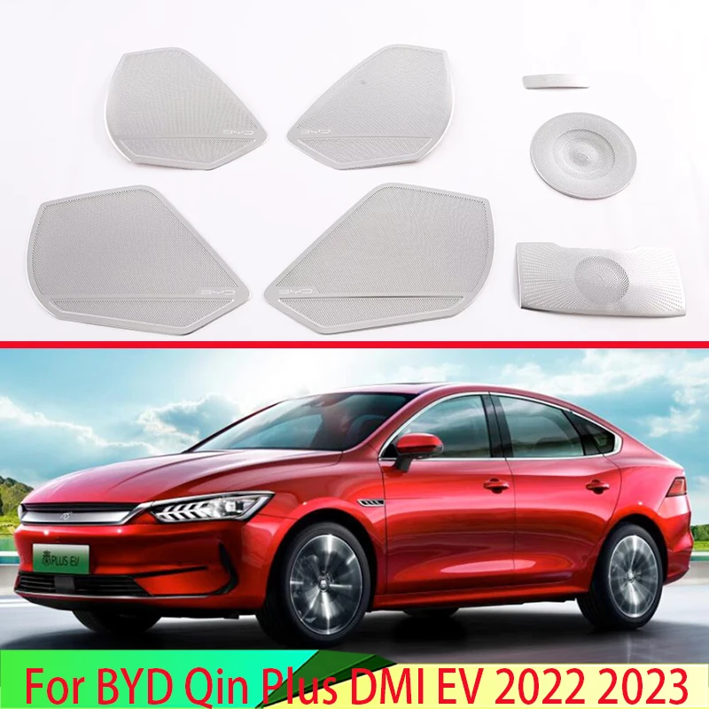 

For BYD Qin Plus EV DMI 2022 2023 Stainless Steel Speaker Cover Interior Trim Side Door Stereo Bezel Collar Ring Garnish Molding
