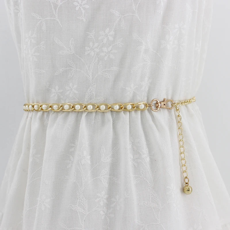 Girls Metal Waist Chain Gold Plated Belt Fashion Grace Decoration Belt For Dresses Women Circle Metal String Designer Belts