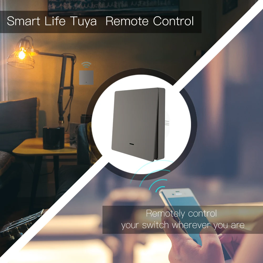 WiFi Smart Wall Light Switch RF433 Push Button Transmitter Smart life Tuya App Remote Control Works with Alexa Google Home