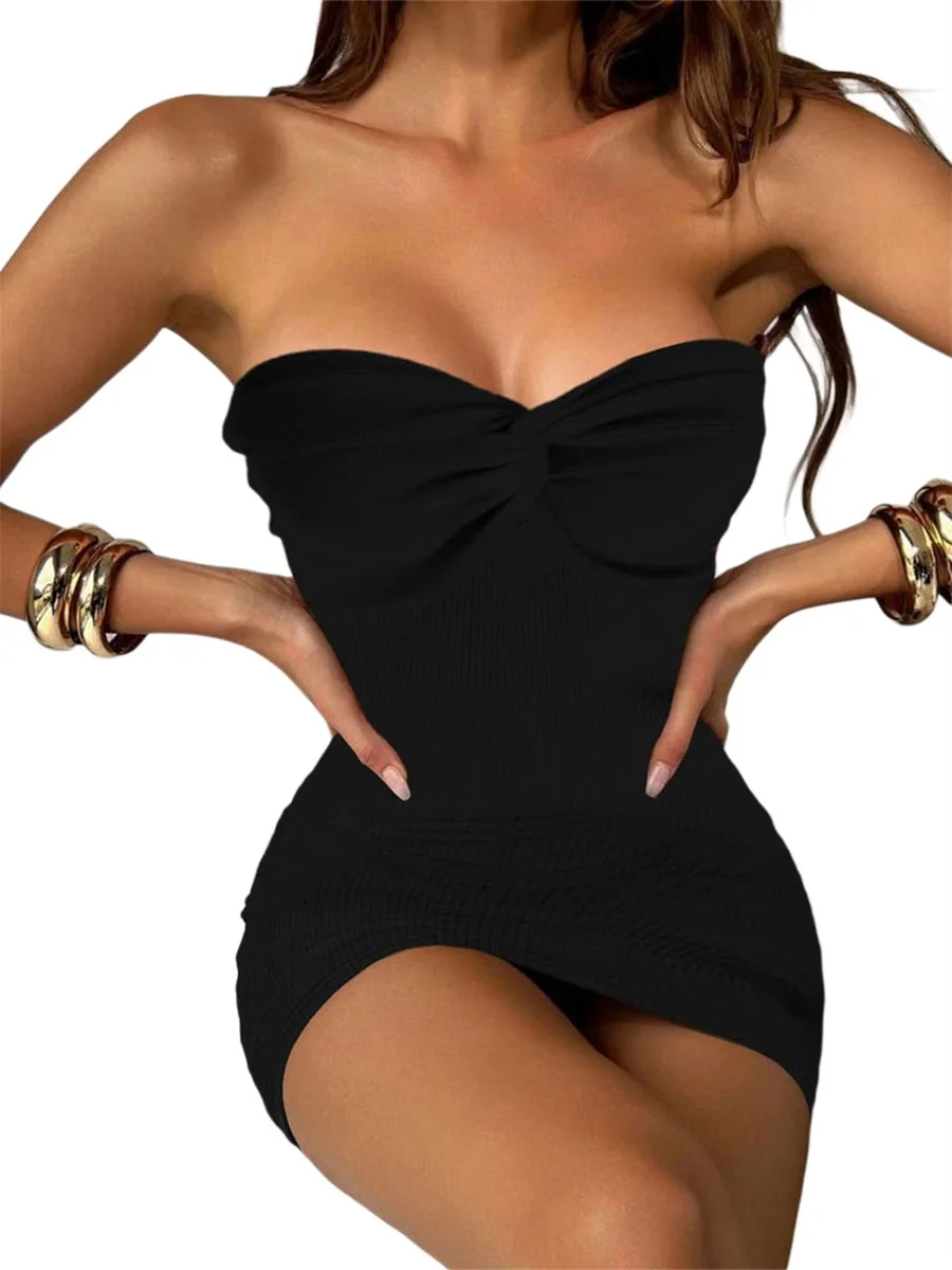 

Women Sexy Strapless Tube Mini Dress Backless Short Dresses Cut Out Sleeveless Dress Y2k Streetwear