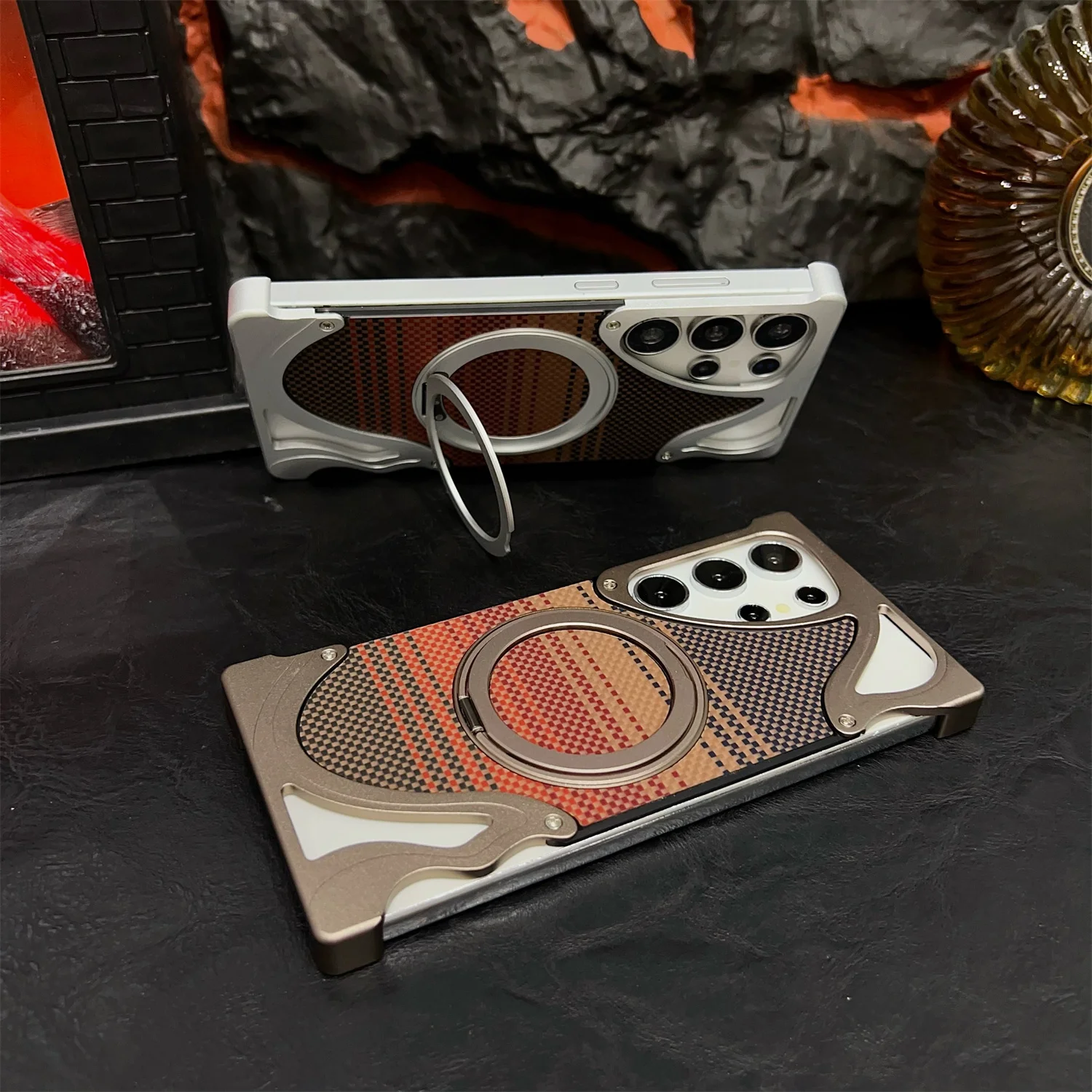 High-end Phone Case Aramid Fiber Anti-fall Metal For Samsung Galaxy S26 S23 S24 S25 Ultra 360 Rotation Bracket Magnetic Ring