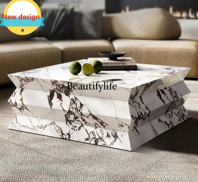 H178  New coffee table living room Italian light luxury high sense, square, coffee table