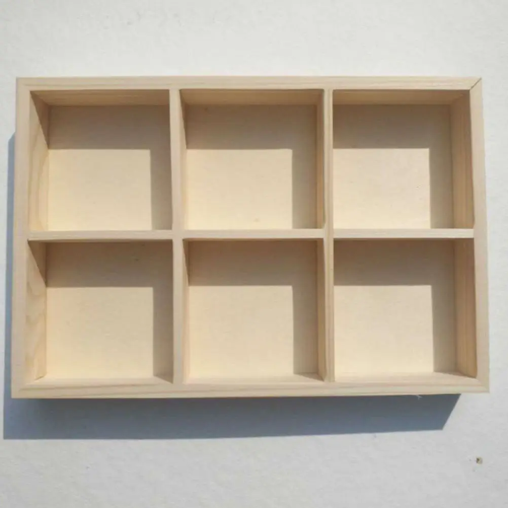 6-Compartment Wooden Storage Box for Painting Tools, Pigments, Crayons – Portable DIY Craft Organizer