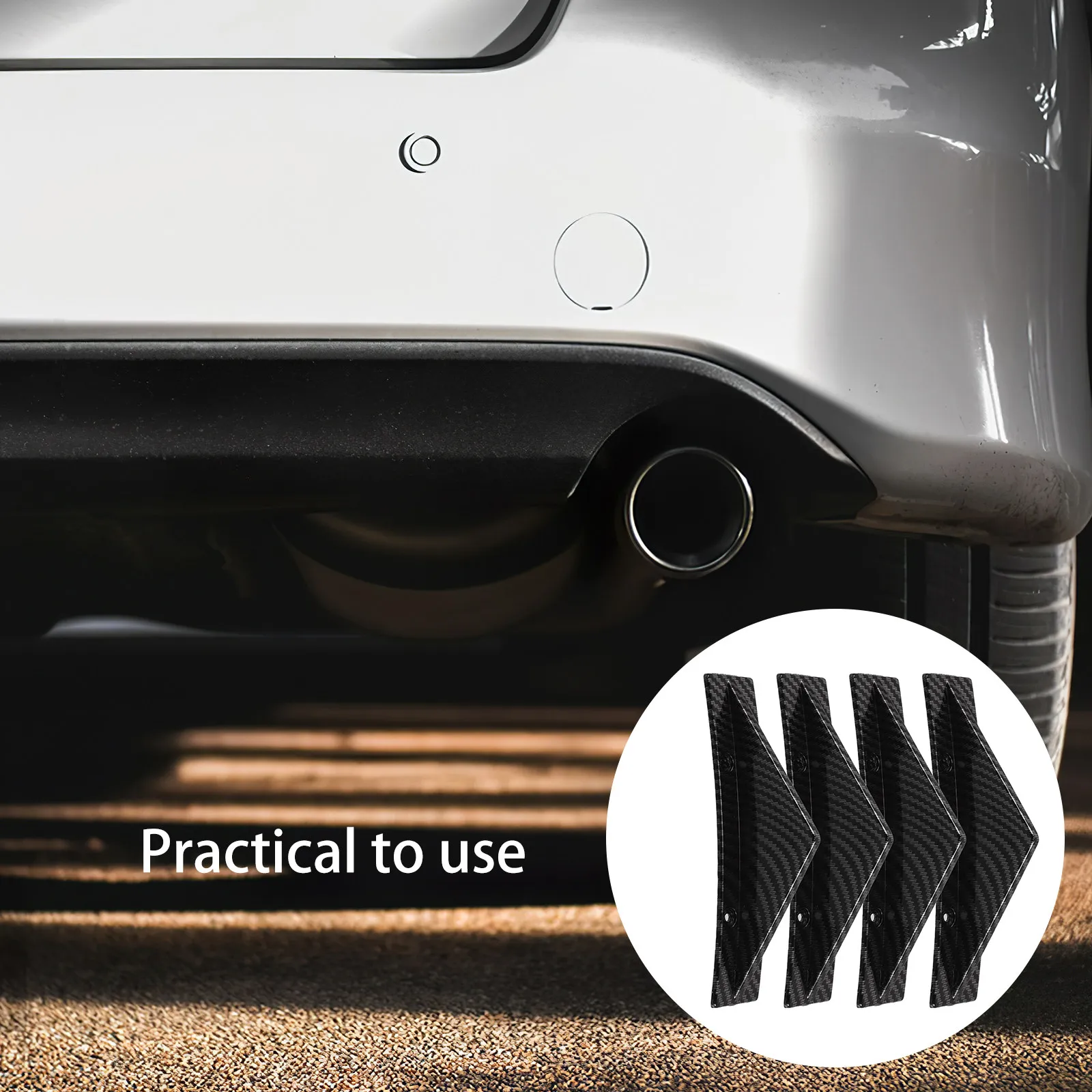 

4Pcs Universal Car Rear Spoiler Carbon Fiber Texture ABS Rear Trunk Lip Spoiler Exterior Decoration Vehicle Aerodynamic