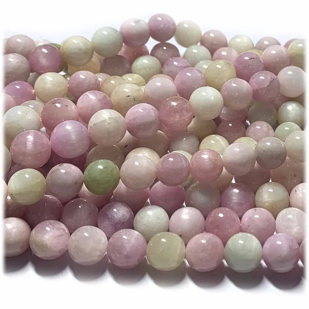 

Veemake Natural Kunzite Green Pink Purple Spodumene Hiddenite Cat's Eye Round Loose Beads Gemstone 08319