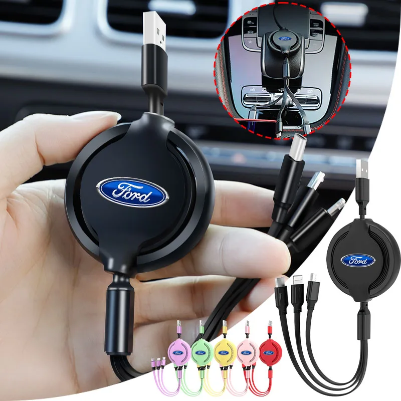 Car Mounted Telescopic Three In One Mobile Phone Charger For Ford Fiesta MK7 Mondeo MK4 ST Focus MK1 MK2 MK3 Focus 2 3 4