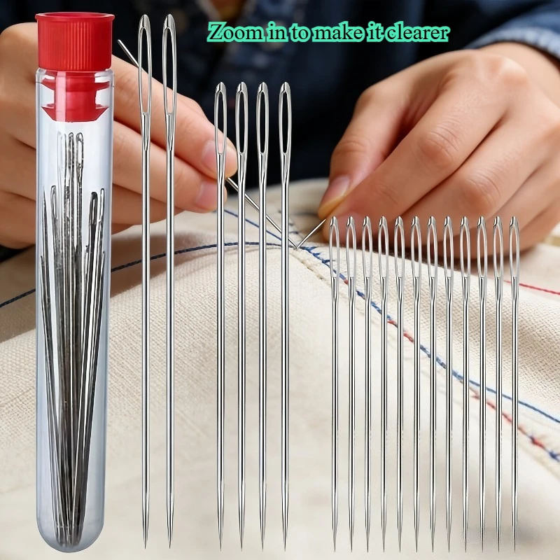 18PCS Multifunctional Big Eye Sewing Needle Set, Household Handmade Sewing Needles, Large Hole Needles for Elderly Sewing