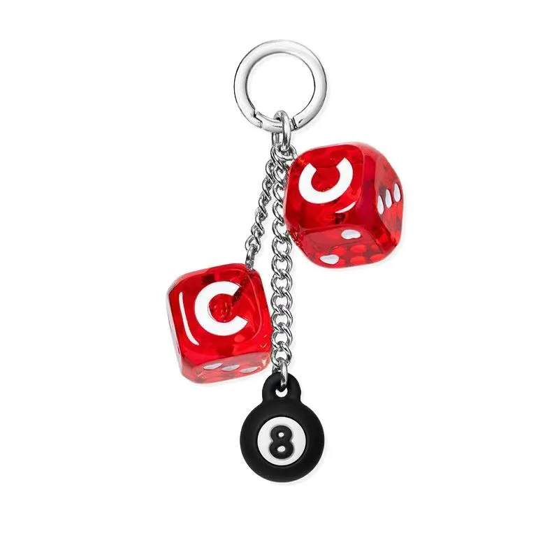 

8 Ball Red Cube Pendant Keychain Phone Charm Mobile Phone Accessories Phone Hanging Key Ring