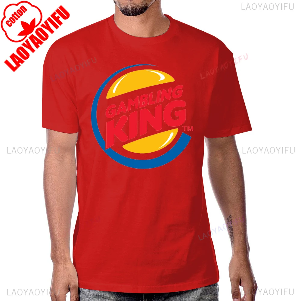 مضحك القمار الملك تي شيرت فيغاس الروليت فتحة بوكر القمار عادية موضة الشارع الشهير رجل التي شيرت القطن قصير الأكمام تي شيرت #6