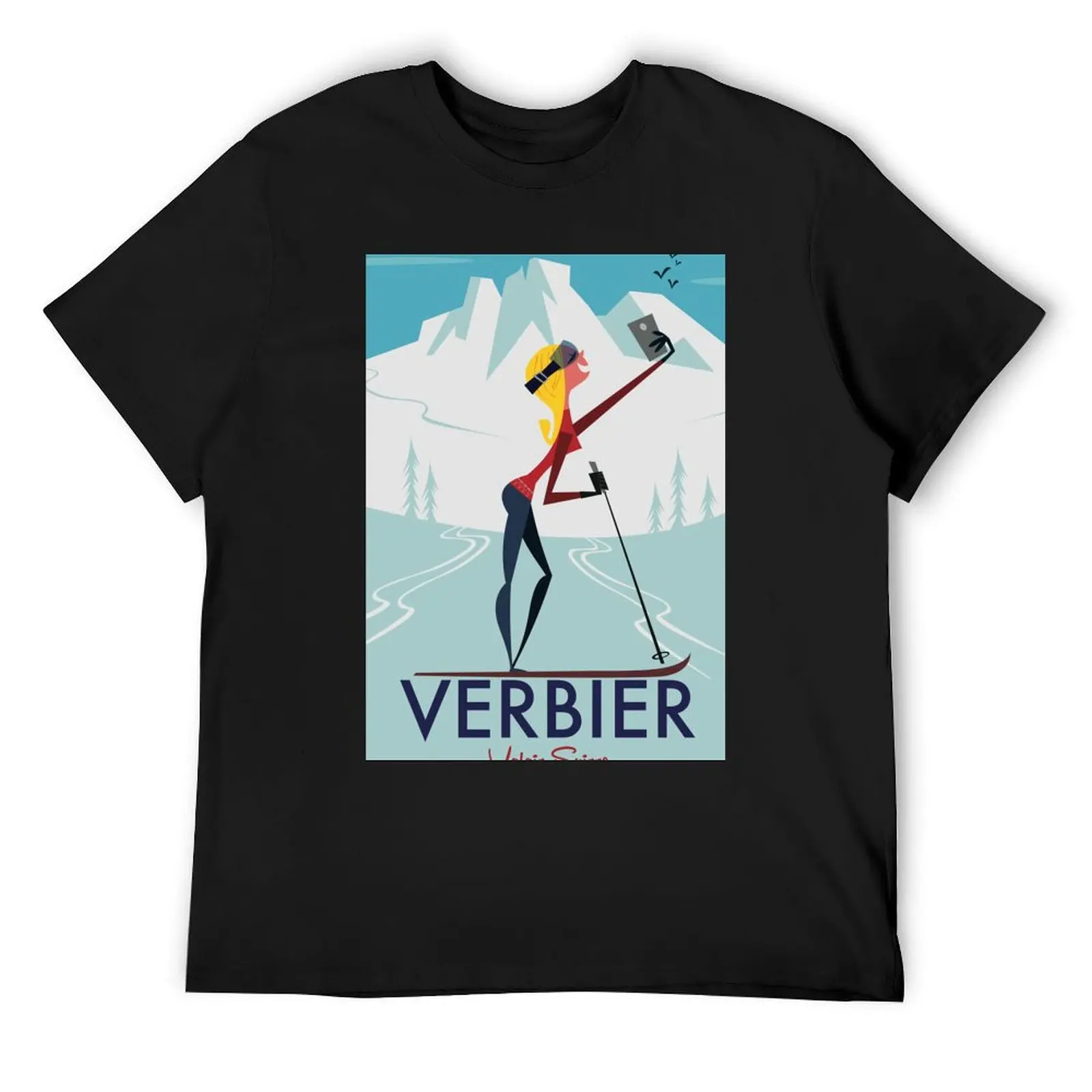 Verbier ski poster T-Shirt cheap stuff summer clothes cotton graphic tees anime t shirts mens fashion