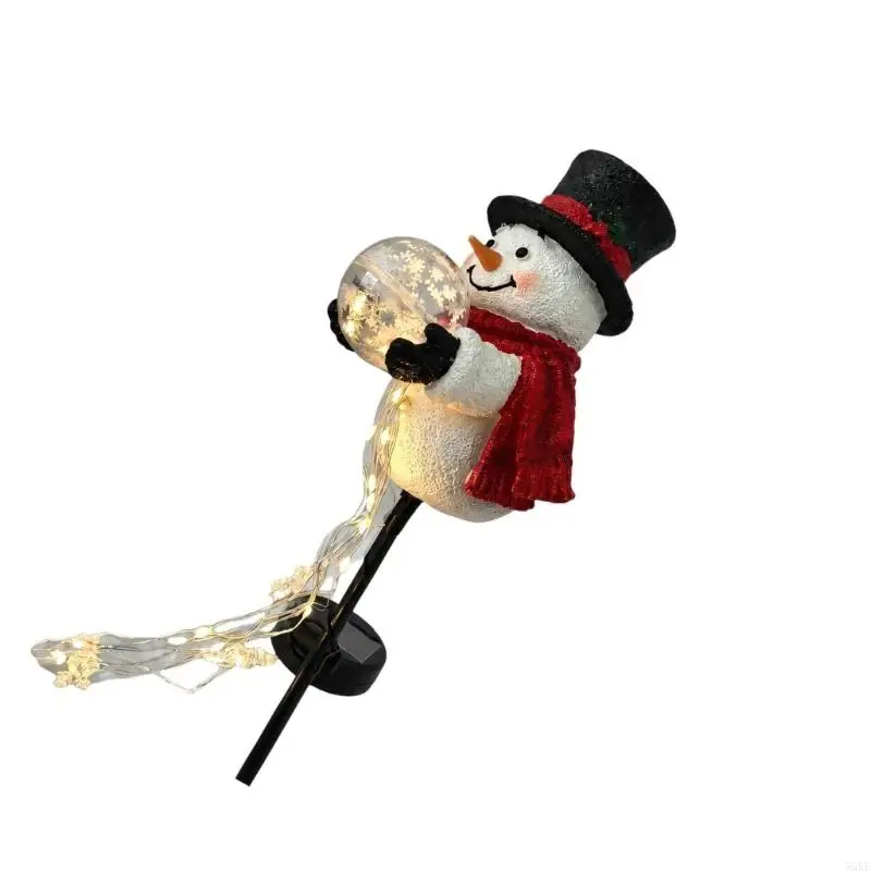 Snowman Stake Light Garden Ornament with Solar Energy Storage, Stake Support, and Winter Theme for Sunny Flower Bed, Lawns, and