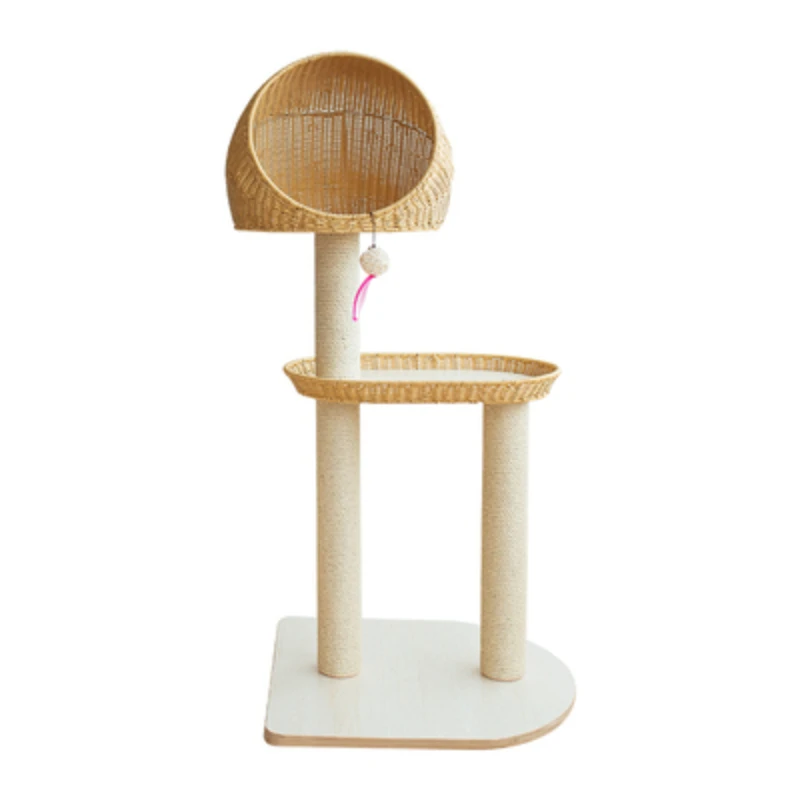 

Cat climbing frame integrated solid wood summer rattan cat nest