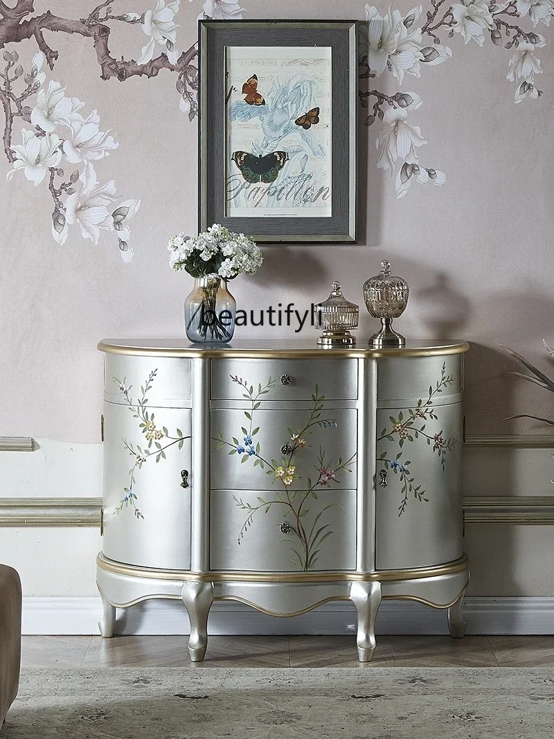 

Painted Entrance Cabinet American Living Room Hallway Wall Semicircle Dining Side Solid Wood Locker