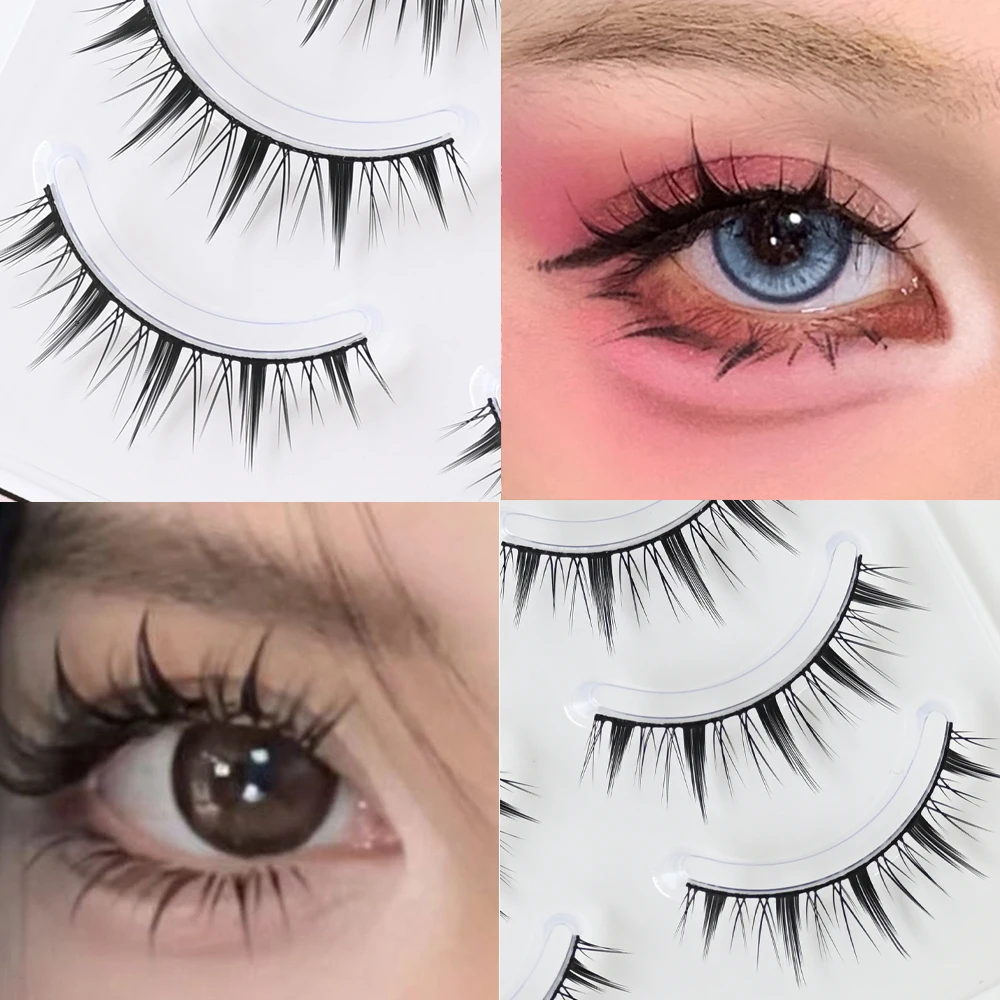 5 paires de cils de poupée 8-11mm/11-13mm cils pointus manhua faux cils doux naturel manga cils cos outils de maquillage