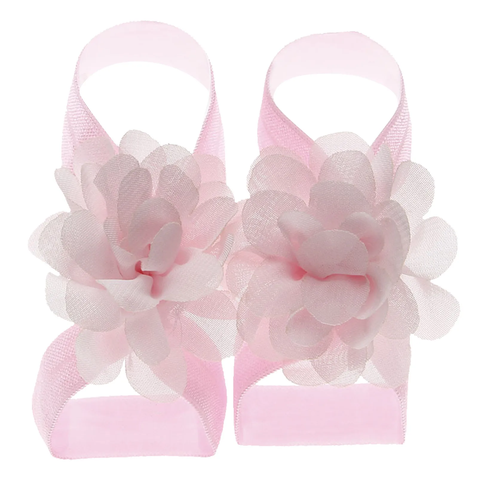 22 Pairs Solid Chiffon Flower Barefoot Sandals Feet Accessories For Baby Girls Newborns Infants Toddlers Kids Active Slides