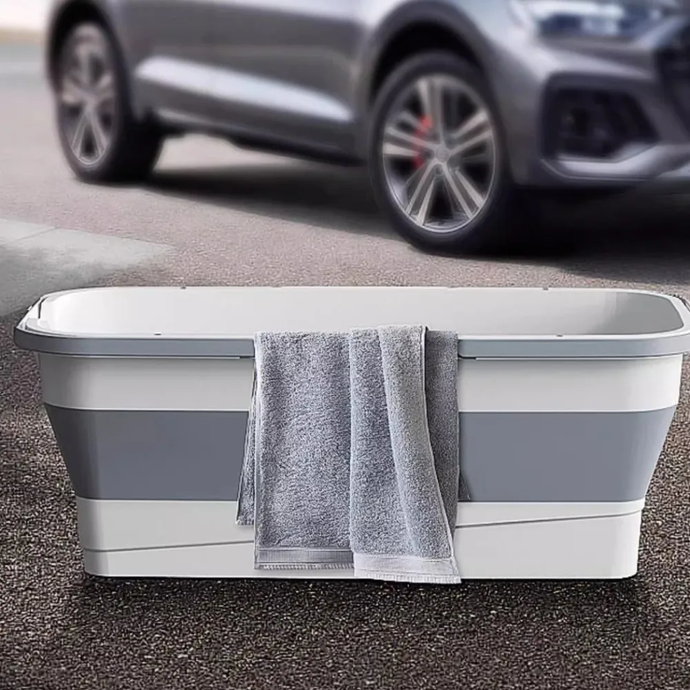 

Household Cleaning Rectangular Foldable Mop Bucket Large Space-Saving Laundry Barrel Collapsible Plastic Washing Basin Home