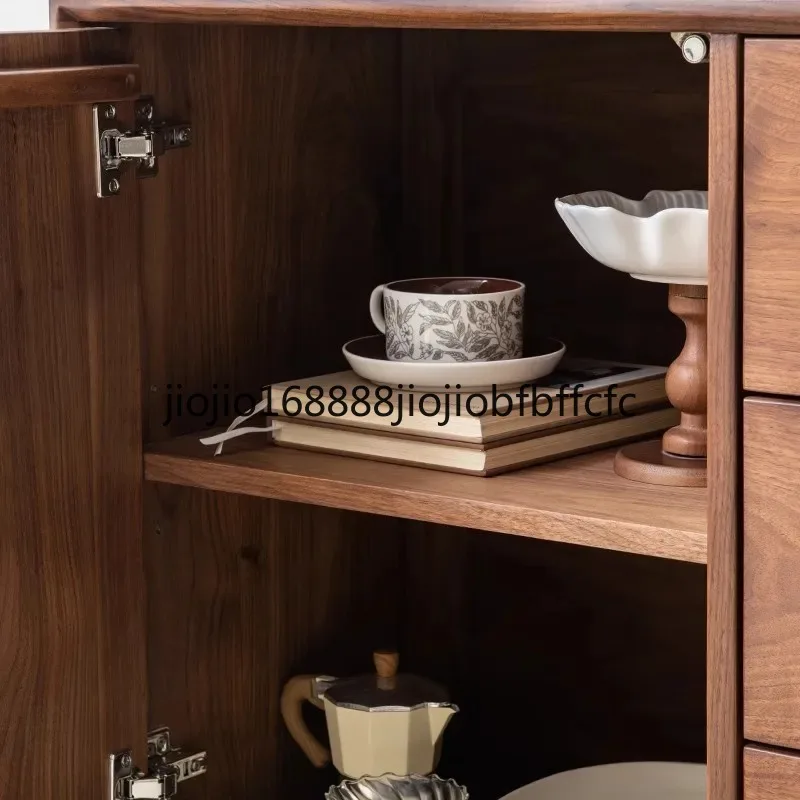 Suitable for Nordic style solid wood dining side cabinet carved dovetail cabinet