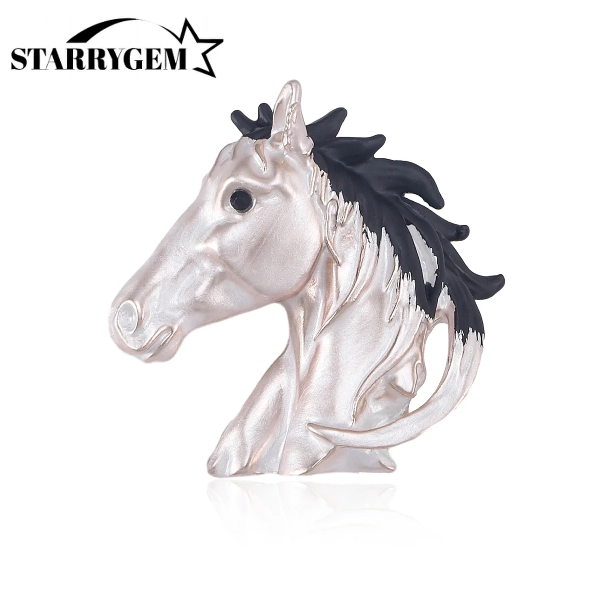 Enamel Horse Brooches for Women Unisex 2-color Horse Head Pin Casual Party Banquet Friends Gift Accessories