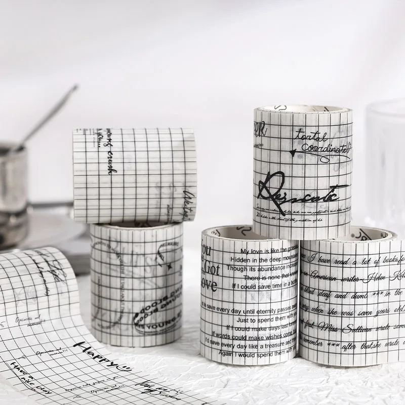 1Style 6Rolls/box English aquascape sticker roll text and paper adhesive handbook tape DIY handbook scrapbook photo frame