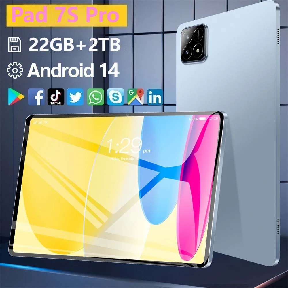 2025 оригинальные планшеты Pad 7S Pro, Android 14, глобальная версия, 22 ГБ + 2 ТБ, планшетный ПК, 5G, с двумя SIM-картами, 20000 мАч для детей, детей
