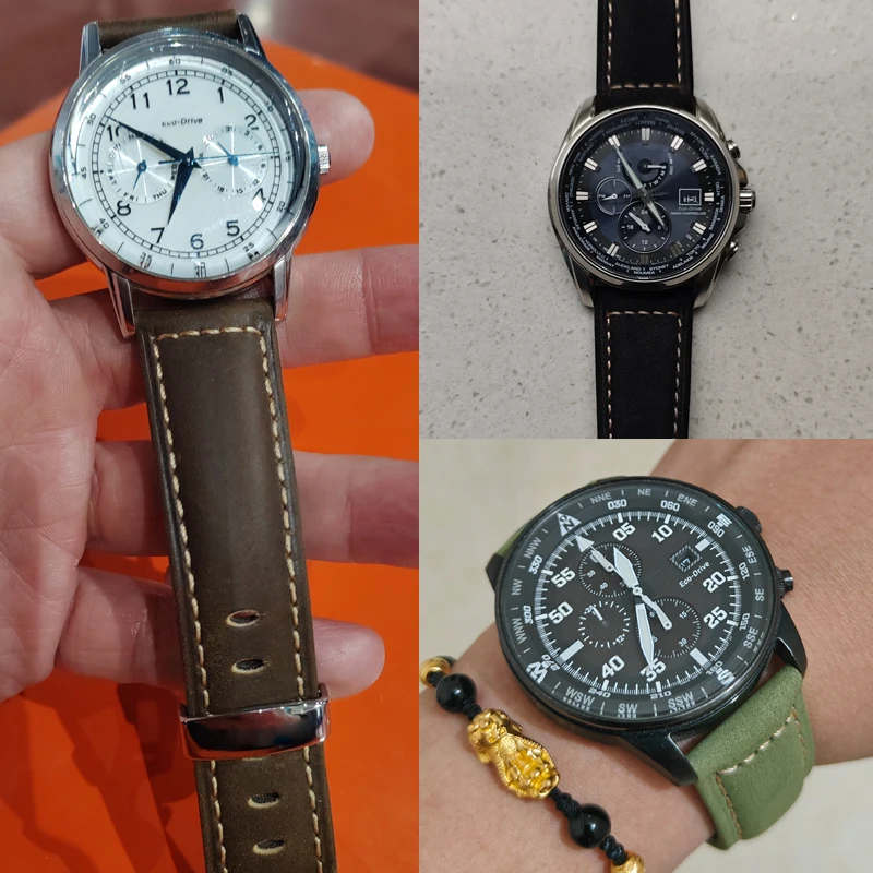 For Citizen ECO-DRIVE CA0695-17/84E BM8475 AW1360 Men's genuine leather watch strap Vintage cowhide Replace Wristbands 22 23mm