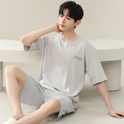 Two-Piece Summer Thin Modal Pajamas Men's Short-Sleeved Shorts Ice Silk Sense Homewear Suit Big Size L-4XL Sleepwear lounge set