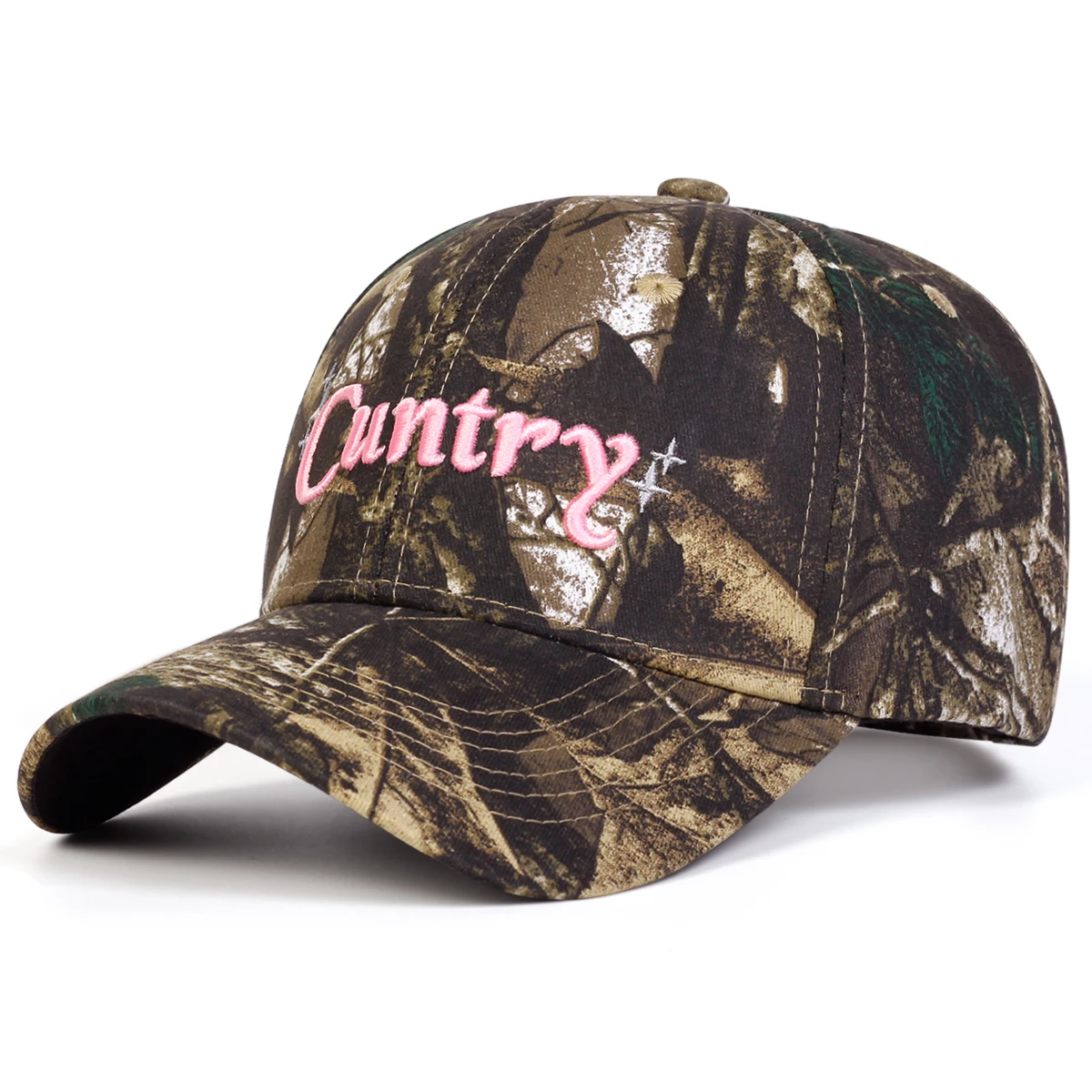 Unisex CUNTRY Baseballkappen mit Stickerei, Camouflage-Muster, für Frühling und Herbst, verstellbare Freizeithüte für den Außenbereich, Sonnenschutzhut, Sportkappe – Detail 4
