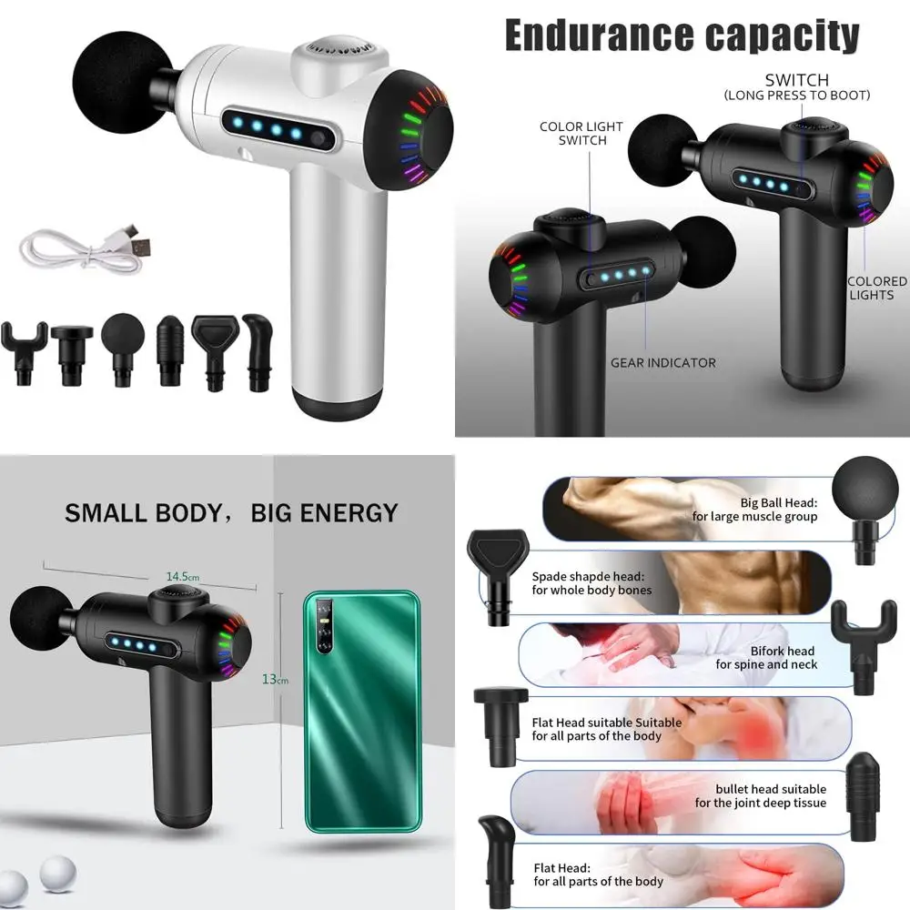 

Electric Handheld Muscle Percussion Massager with 20 Speeds, 6 Massage Heads, and Body Pain Relief
