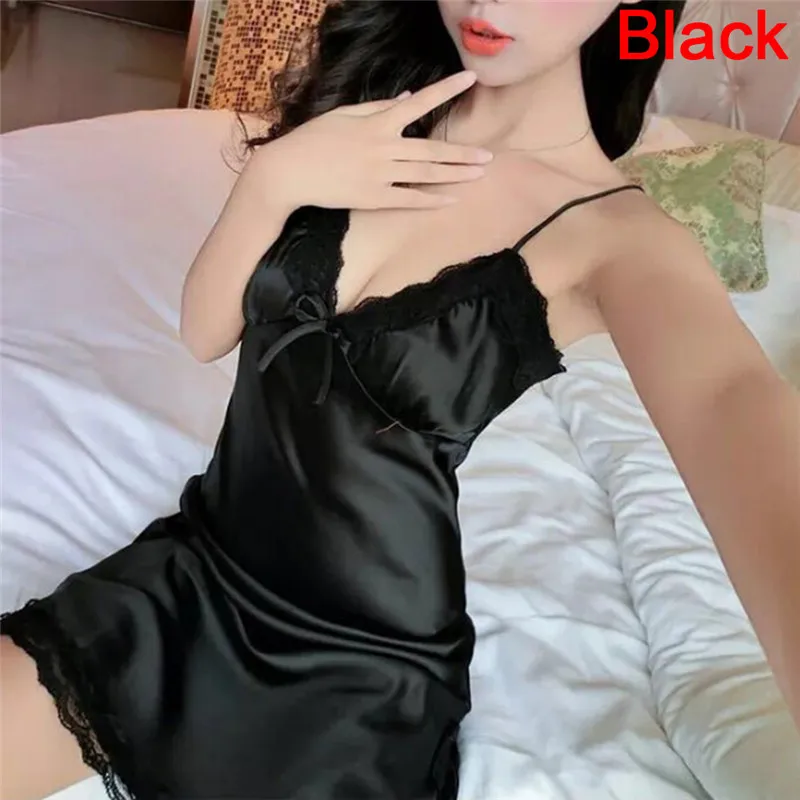 Women Lingerie Silk Robe Dress Nightdress Nightgown Sexy Sleepwear NightdressWomen Sexy Lingerie Silk Robe Dress Nightdress