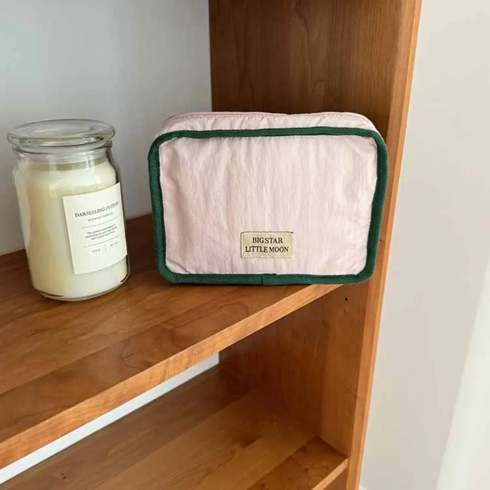 حقيبة مستحضرات التجميل المحمولة ذات الألوان المتباينة، محفظة على الطراز الكوري، محفظة نسائية للعملات المعدنية بلون سادة، حقيبة تخزين للمناديل الصحية #2