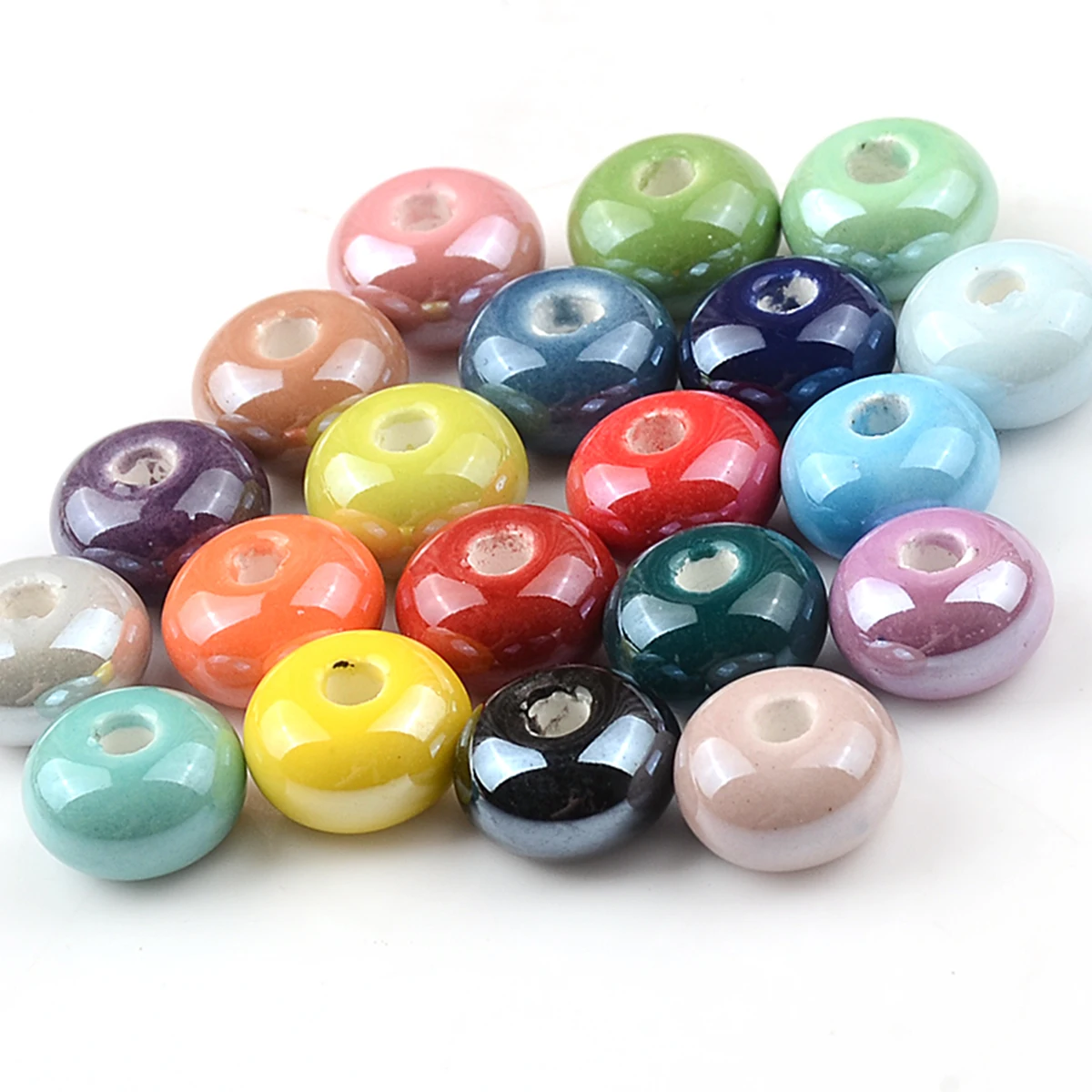 30pcs 5x8mm Abacus Shape Ceramic Beads DIY 2mm Hole Handmade Jewelry Beads Charms Loose Porcelain Beads For Jewelry Making