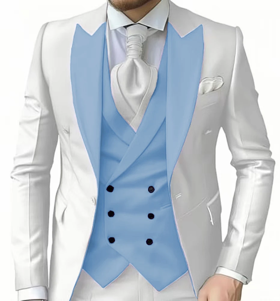 

men's suit with peak lapel for wedding formal jacket with peak lapel for celebrities 3 pieces Blazer Vest And Pants set