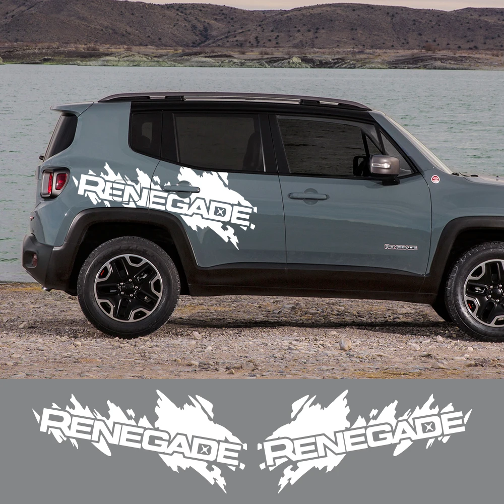 2PCS Car Door Side Stickers For Jeep Renegade 2016-2023 Splash Splatter Graphics Vinyl Film Trim Decals Auto Tuning Accessories