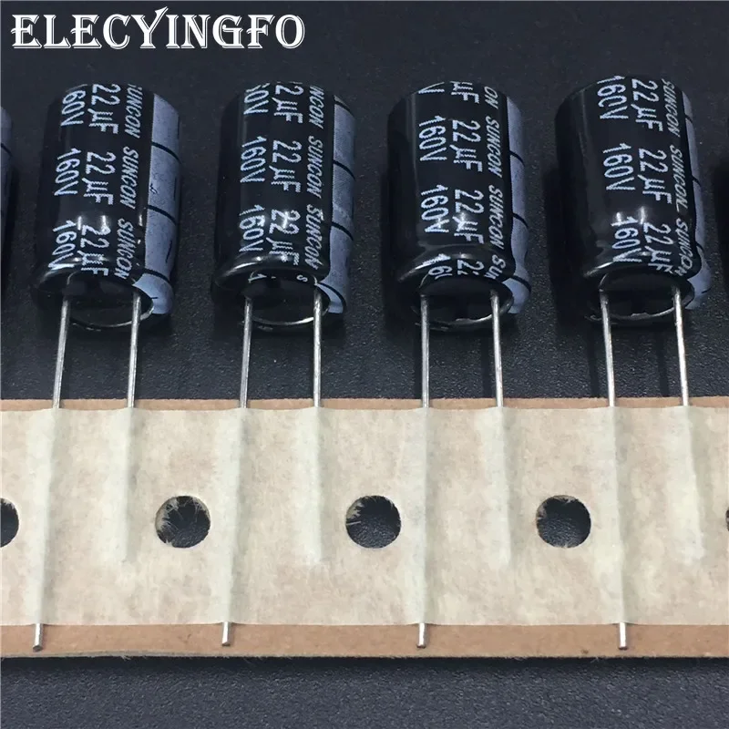 

100pcs 22uF 160V22UF SUNCON(SANYO) FAZ series 10x16mm 160V22uF Low Impedance Aluminum Electrolytic Capacitor