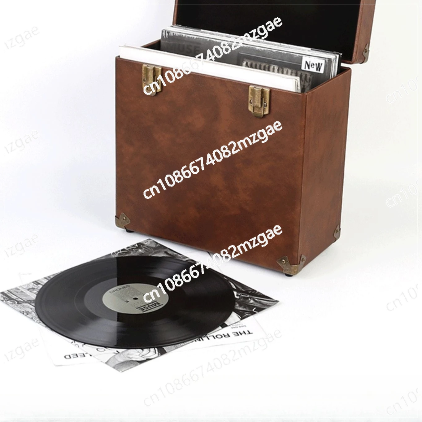 Retro Solid Wood Portable LP Vinyl Record Storage Box 12 Inch Storage Box CD Storage Box