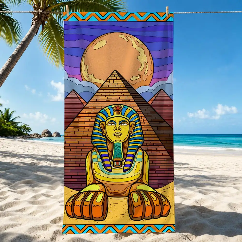 Egypt Colorful Abstract Towel Beach Towel Quick Dry Absorbent Bath Towel For Swimming Gym Camping Outdoor Sunbathing