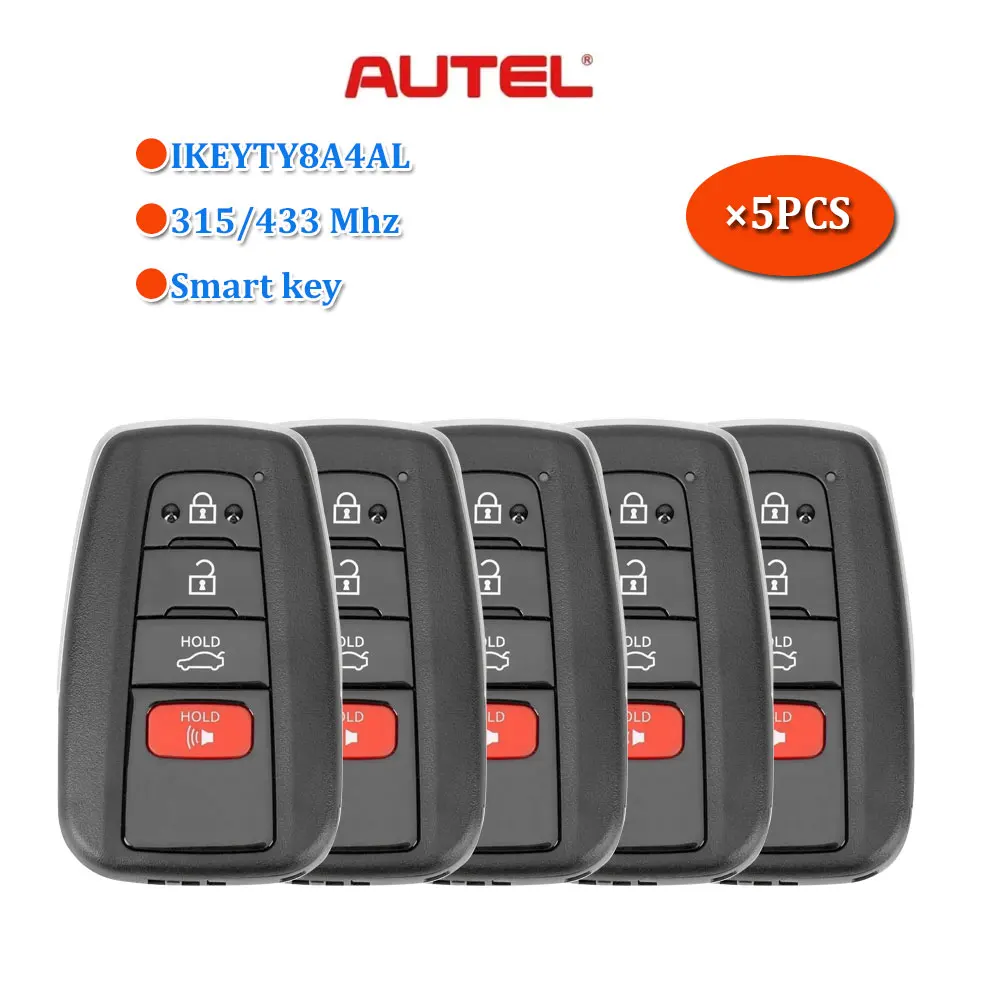 

5pcs Autel Universal Smart Remote Key IKEYTY8A4AL for Toyota TY8A4AL IKEYTY8A4AL AUTEL MAXIIM IKEY 3+1 Buttons Car Remote Key