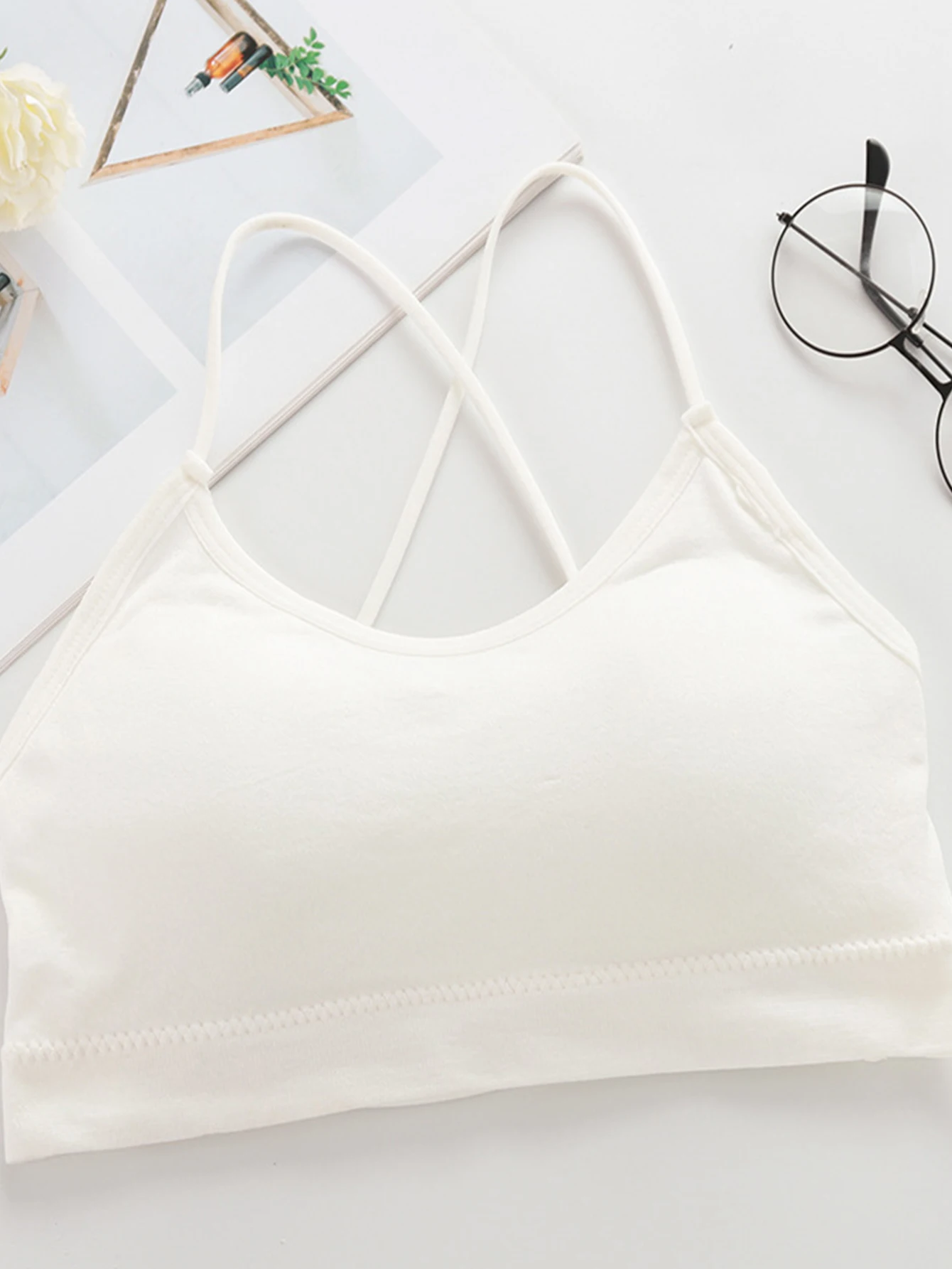 Красота майка с перекрестной лямкой на бретельках и подушечками для бюстгальтера, антибликовое нижнее белье для девочек