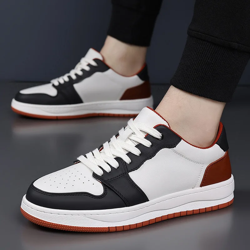 

Весенняя мужская обувь из натуральной кожи, модная дышащая универсальная обувь для мужчин, удобные повседневные кроссовки без запаха, мужские повседневные кроссовки