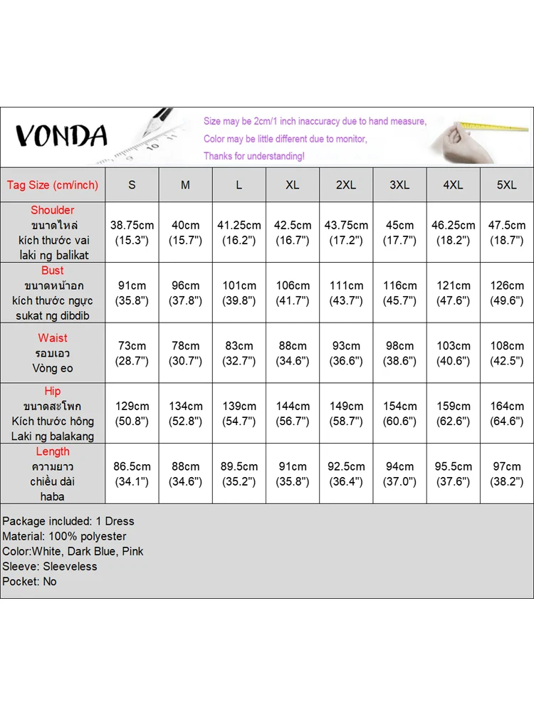 Solidna Mini Sukienka Damska Letnia Bez Rękawów Tank Sundress 2025 VONDA Casualowa Sukienka z Klapami i Guzikami Elegancka Falbankowa Vestidos Luźna Krótka Szata